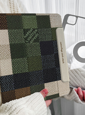 【圆环磁吸x迷彩】2025格子适用ipadair7保护套4绿色pro11代带笔槽13透明matepad11.5s双面夹6苹果平板10壳9