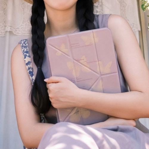 【3+y折百变搭扣】紫色蝴蝶适用小米平板8第11代ipadair8保护套oppo5温柔少女vivo4带笔槽华为matepad12.2壳7