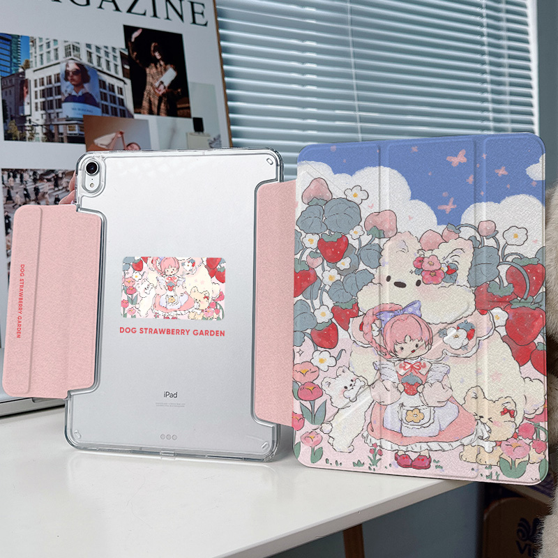 【3+Y折带搭扣】狗ipadair7保护套第11代适用华为matepad11.5s小米平板8pro13笔槽oppo5透明10.9壳vivo4女生2