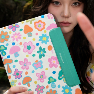 【3+Y折搭扣无笔槽】蘑菇ipadair8保护套第11代适用华为matepad11.5s壳oppo5vivo4可爱mini小米平板8pro日韩7