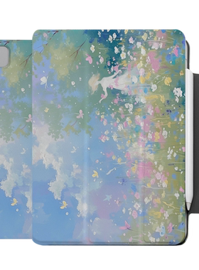 【圆环磁吸x新款】2024少女心ipad保护套适用苹果平板air6透明pro11油画mini带搭扣matepad11.5全包壳带笔槽5
