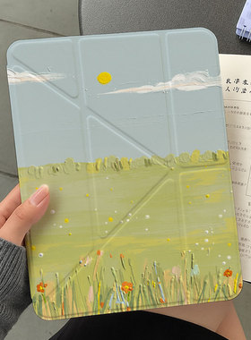 【3+y折百变搭扣】绿色华为matepad11.5s油画ipadair7保护套适用小米平板8透明oppo5防弯iqoo2壳vivo带笔槽12