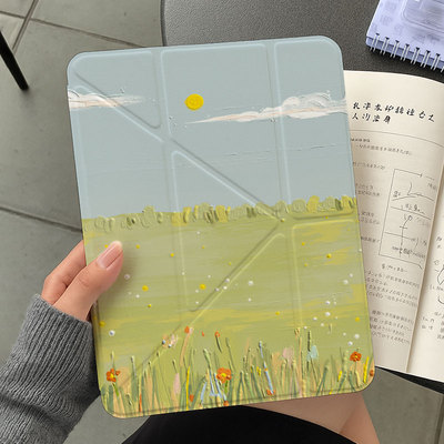 【3+y折百变搭扣】绿色华为matepad11.5s油画ipadair7保护套适用小米平板8透明oppo5防弯iqoo2壳vivo带笔槽12
