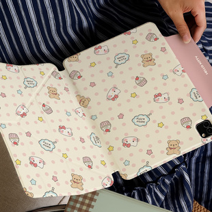 猫咪ipadair7保护套pro第11代小米平板8联想GT适用华为matepad11.5s硅胶一加oppo软壳vivo2 Y折搭扣无笔槽