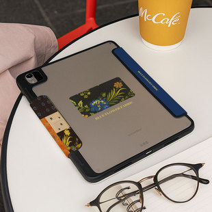 复古笔槽适用华为matepad11.5s保护套亚克力ipadair7小米平板8pro11古风oppo4vivo硬6壳iqoo5 y折带搭扣