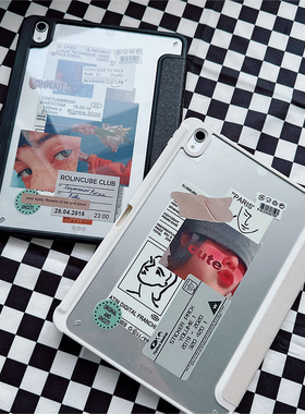 【高透亚克力送背膜】ipad保护套air5防摔10.9寸黑色pro11个性ins风10女生mini6带笔槽360可旋转8第十代9白色