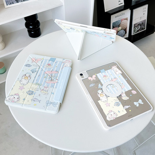【3+Y折磁吸拆分】可爱兔适用ipadair8保护套第11代oppo5少女心13带笔槽13.2华为matepad11.5s壳小米平板8pro
