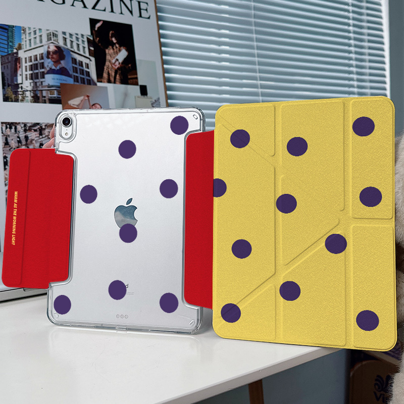 【3+y折x兼容笔套】撞色波点带笔槽ipadair7保护套第11代适用华为matepad11.5s透明10小米平板6pro壳vivo12.1