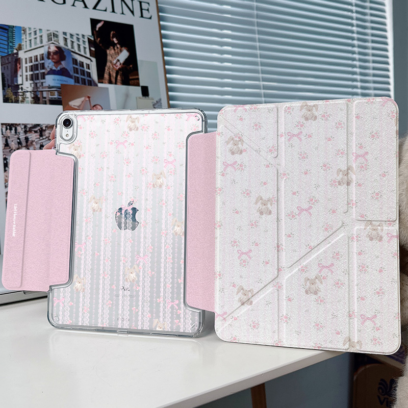 【3+y折搭扣带笔槽】兔子适用苹果ipadair7保护套2小米平板6pro华为matepad11.5s防弯vivo12.1荣耀第11代少女