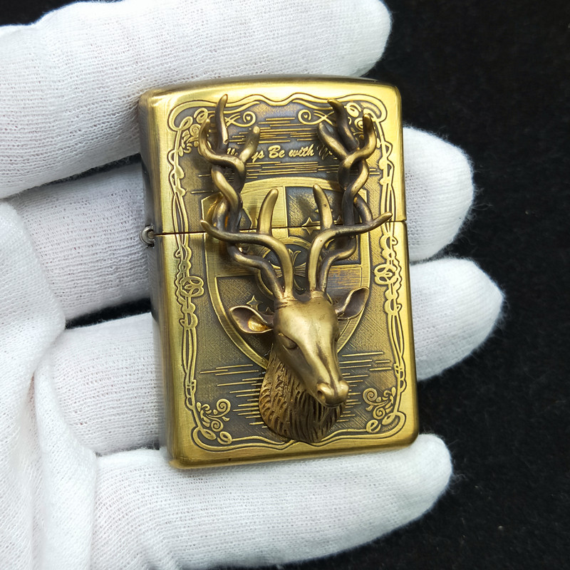 韦祥zippo原装正品zippo之宝芝宝打火机纯铜盔甲一路有你一鹿有你