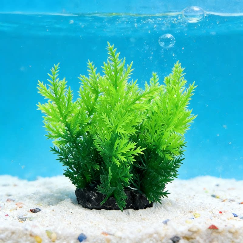 鱼缸仿真水草造景装饰高仿真绿色红色塑料水草水族布景摆件带底座