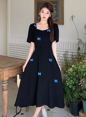 （安淇专属）大码胖mm方领法式赫本风连衣裙（蝴蝶结不规则）1317