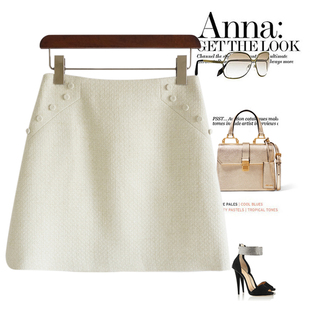 高级感女小个子a字短裙 高腰显瘦大码 羊毛呢半身裙女2024新款 秋季