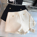 秋冬高腰显瘦直筒阔腿小香风外穿a字休闲短裤 毛呢短裤 女2025新款