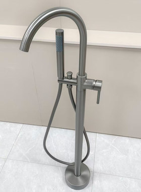 黄铜枪灰色落地式浴缸水龙头缸边木桶立柱盆墙接独立冷热淋浴花洒