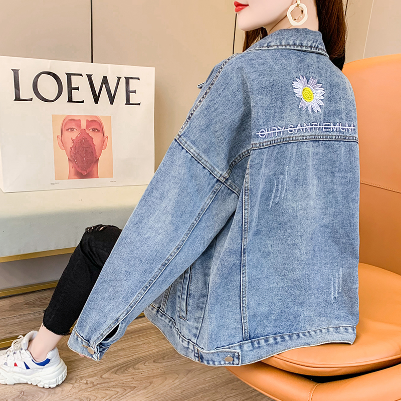 Real shot Denim Jacket Women's loose Korean BF denim jacket spring 2020 short Daisy net red denim