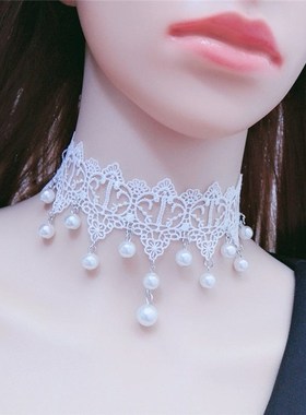 唯美项链女锁骨链白色婚纱项坠