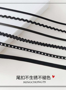 韩版时尚简约短款锁骨链choker项圈颈带原宿风软妹黑色颈链diy