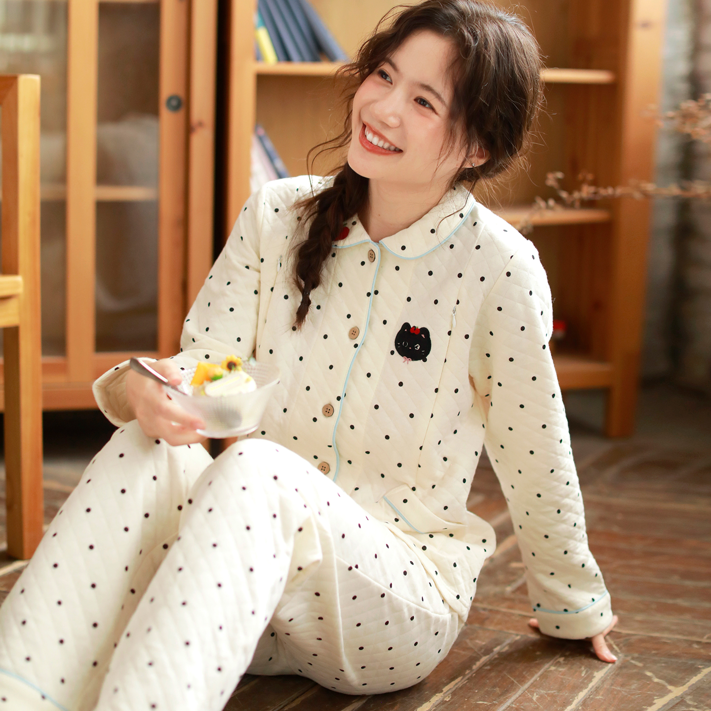 富朵孕妇睡衣秋冬空气棉月子服产后哺乳衣孕产妇家居服可外穿套装