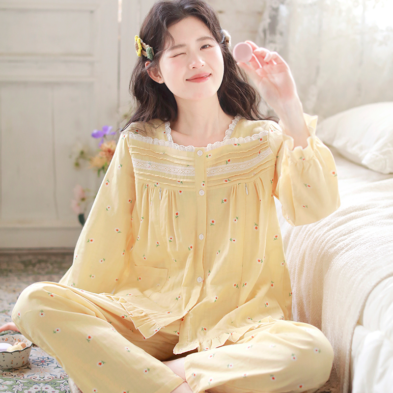 富朵春夏纯棉纱布月子服孕妇睡衣薄款坐月子哺乳衣产妇待产家居服