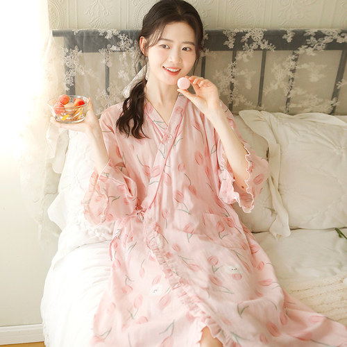 富朵月子服纯棉纱布睡裙