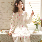 带胸垫 产后哺乳裙孕妇医院待产裙 富朵春秋月子服睡裙针织棉长袖