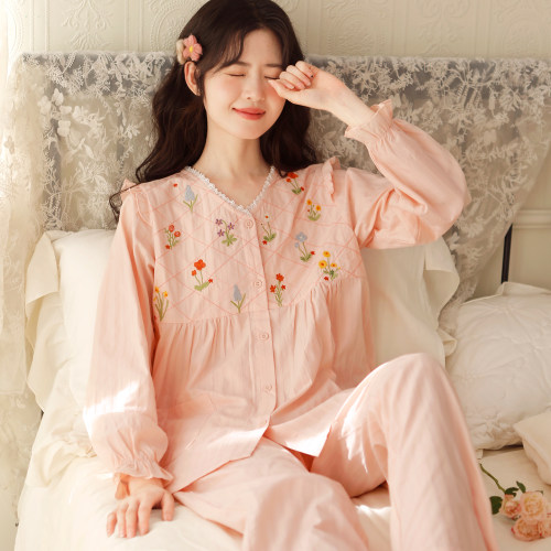 富朵纯棉孕妇月子哺乳家居服套装