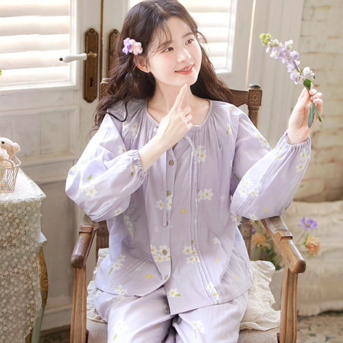 富朵纯棉纱布夏季薄款哺乳月子服