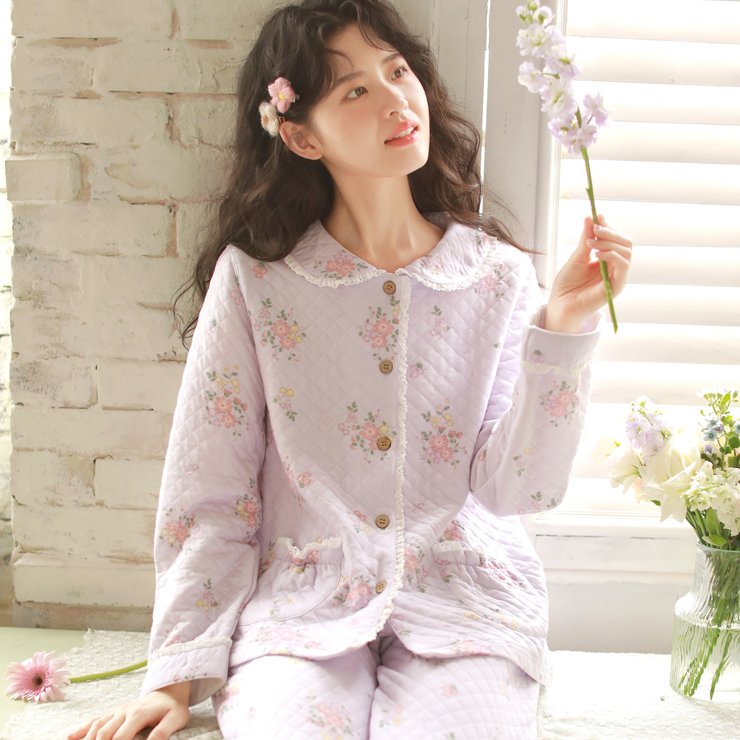 富朵空气棉月子服秋冬产后夹棉保暖孕妇睡衣春可外穿家居服哺乳衣