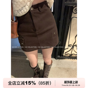 GV大白哥 简约日常 高腰防走光包臀A字牛仔短裙百搭显瘦新款女夏