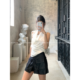 GV大白哥 裁片设计 大口袋轻薄丝滑解构短裙裙裤夏季新款裙子女