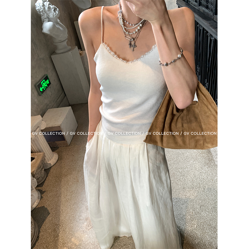 cleanfit带胸垫蕾丝拼接吊带