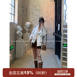 GV大白哥 Row系极简 中短款翻领立领两穿风衣外套秋季新款百搭女