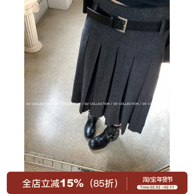 伦敦矜贵毛呢质感英伦百褶裙