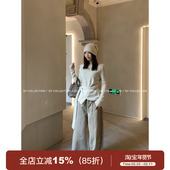 侧结收腰圆领绒绒针织上衣秋冬新款 GV大白哥 极简设计 百搭显瘦女