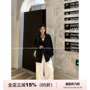 新款 重工明线牛仔色调廓形外套春季 女 早春私线 GV大白哥