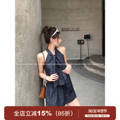 俏皮智系 软薄suit牛仔背心短裤 套上衣休闲裤 GV大白哥 女夏新款