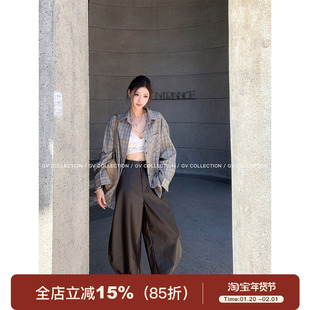 GV大白哥 小众轮廓 复古设计感PU七分弯刀皮裤秋季新款穿搭裤子女