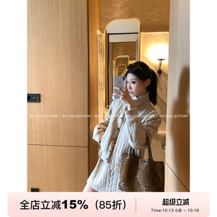 GV大白哥 绵软空气层 羊毛立棒球外套半身裙套装秋冬新款百搭