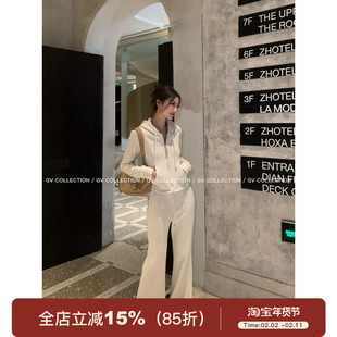 GV大白哥 内绒纸片人 加绒加厚显瘦lu系修身运动套装秋冬新款女