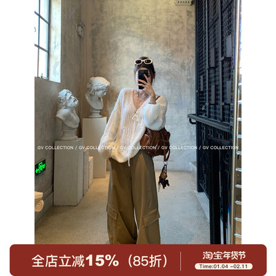 蝴蝶结镂空肌理感慵懒毛衣