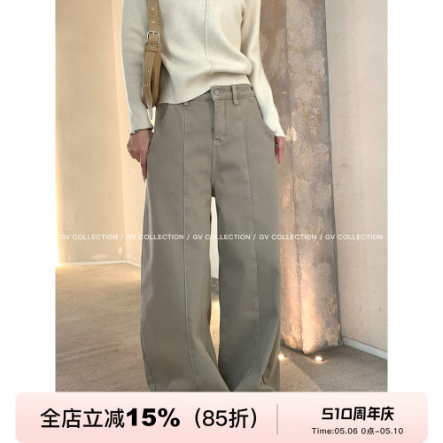 加绒加厚解构直筒牛仔裤