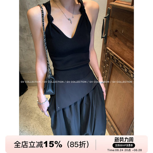 纽结弹力修身显瘦背心吊带