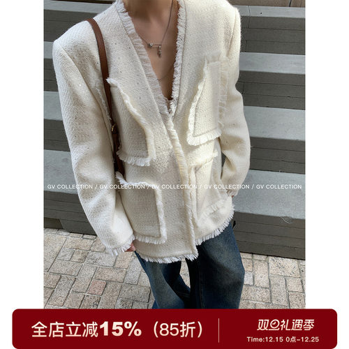 重工亮片小香编织西装外套