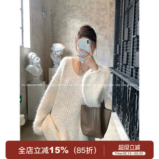 GV大白哥 绒绒舒芙蕾 棒针闪丝松弛感毛衣冬季新款上衣百搭气质女