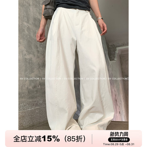 解构捏褶阔腿松弛感休闲裤