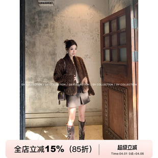 环保毛外套冬季 GV大白哥 布朗尼暖冬 巧克力无襟开衫 上衣女 新款
