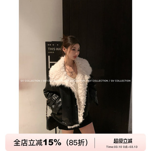 GV大白哥 90‘美式贵风环保滩羊毛大毛领皮衣加棉外套上衣冬保暖