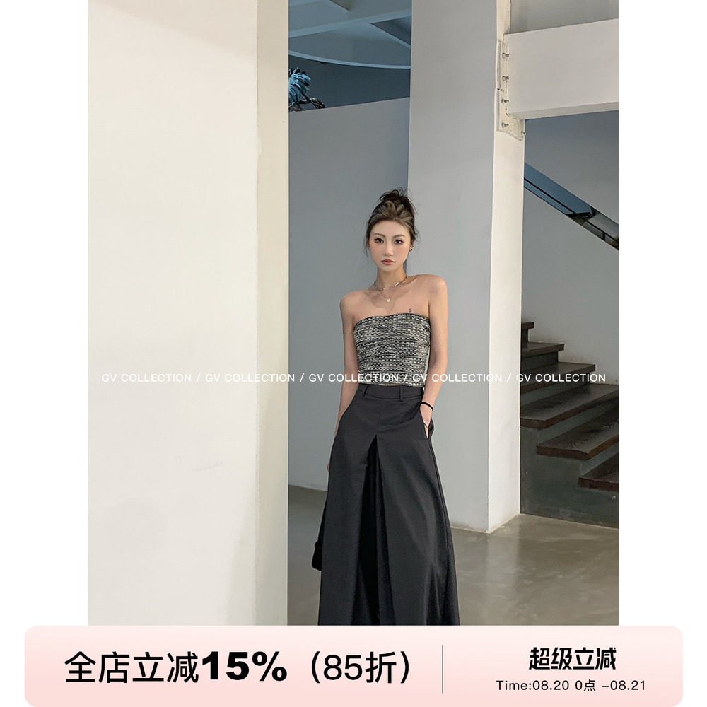 GV大白哥 雅痞西裤 超重工垂坠阔腿西裤秋夏新款女遮肉酷飒裤子潮