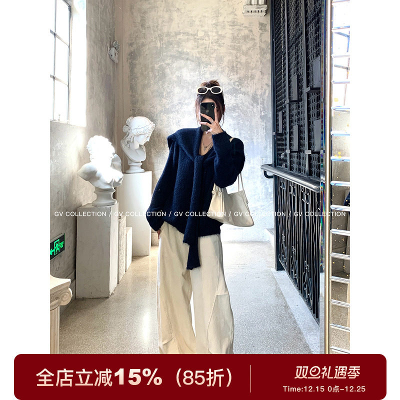 披肩羊毛毛衣真两件两件套